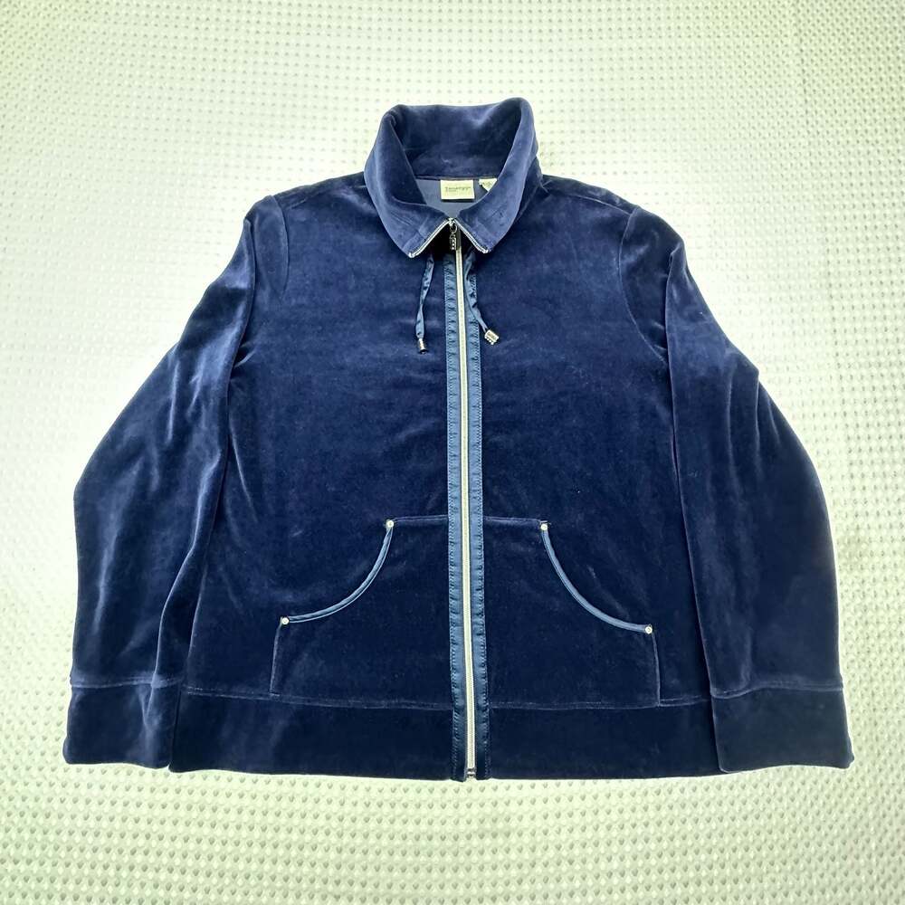 Zenergy by Chico's Velour Satin Trim Full Zip Jacket